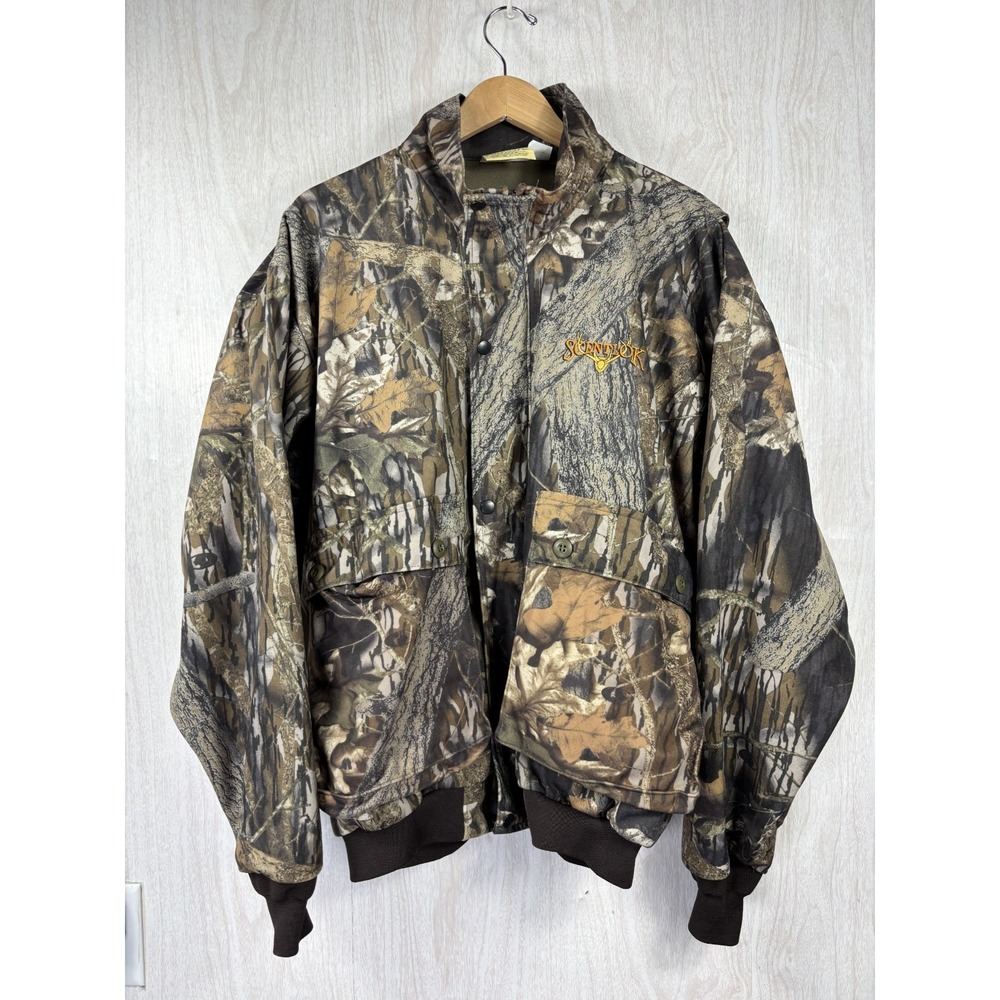 ScentLok Mossy Oak Break-Up Bomber Jacket Mens XL USA Hunting Camo 90s Vintage
